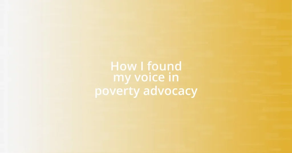 How I found my voice in poverty advocacy