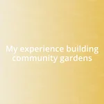 My experience building community gardens