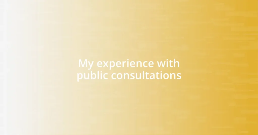 My experience with public consultations