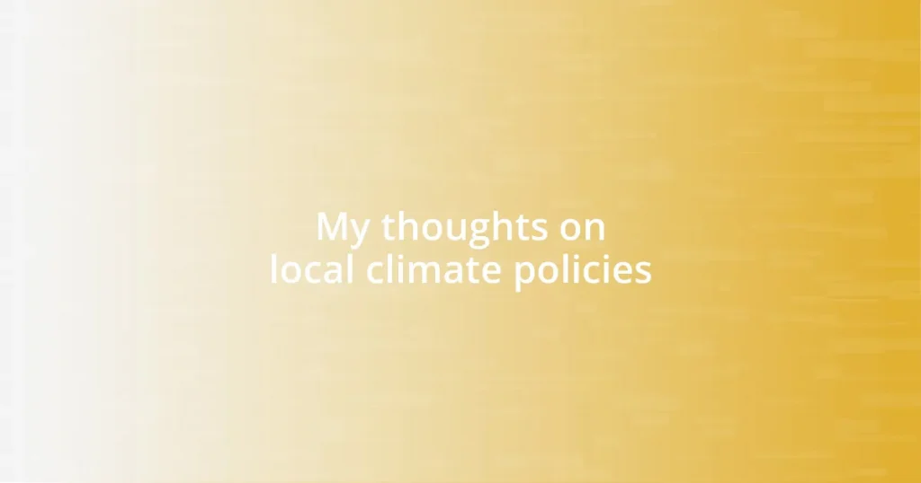 My thoughts on local climate policies