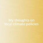 My thoughts on local climate policies