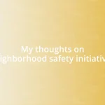 My thoughts on neighborhood safety initiatives