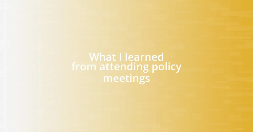 What I learned from attending policy meetings