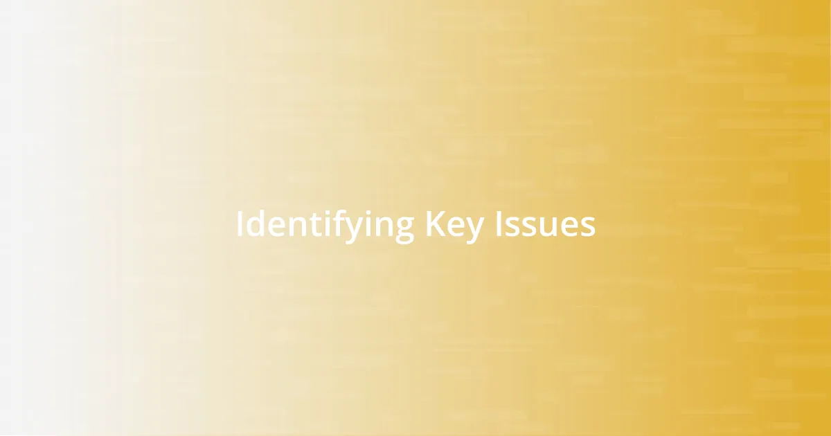 Identifying Key Issues