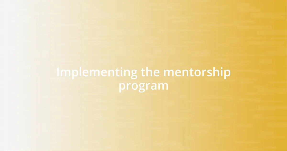 Implementing the mentorship program