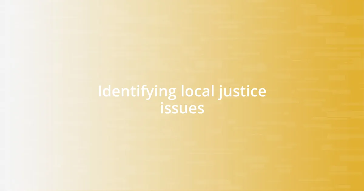 Identifying local justice issues