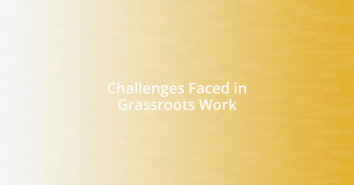 Challenges Faced in Grassroots Work