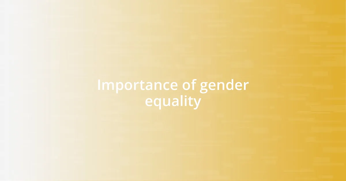 Importance of gender equality