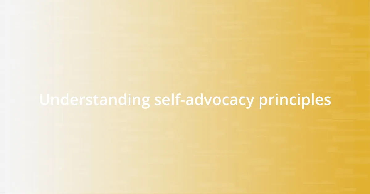 Understanding self-advocacy principles