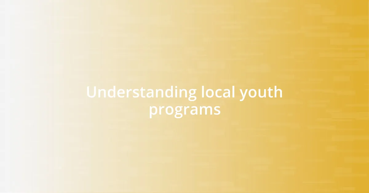 Understanding local youth programs