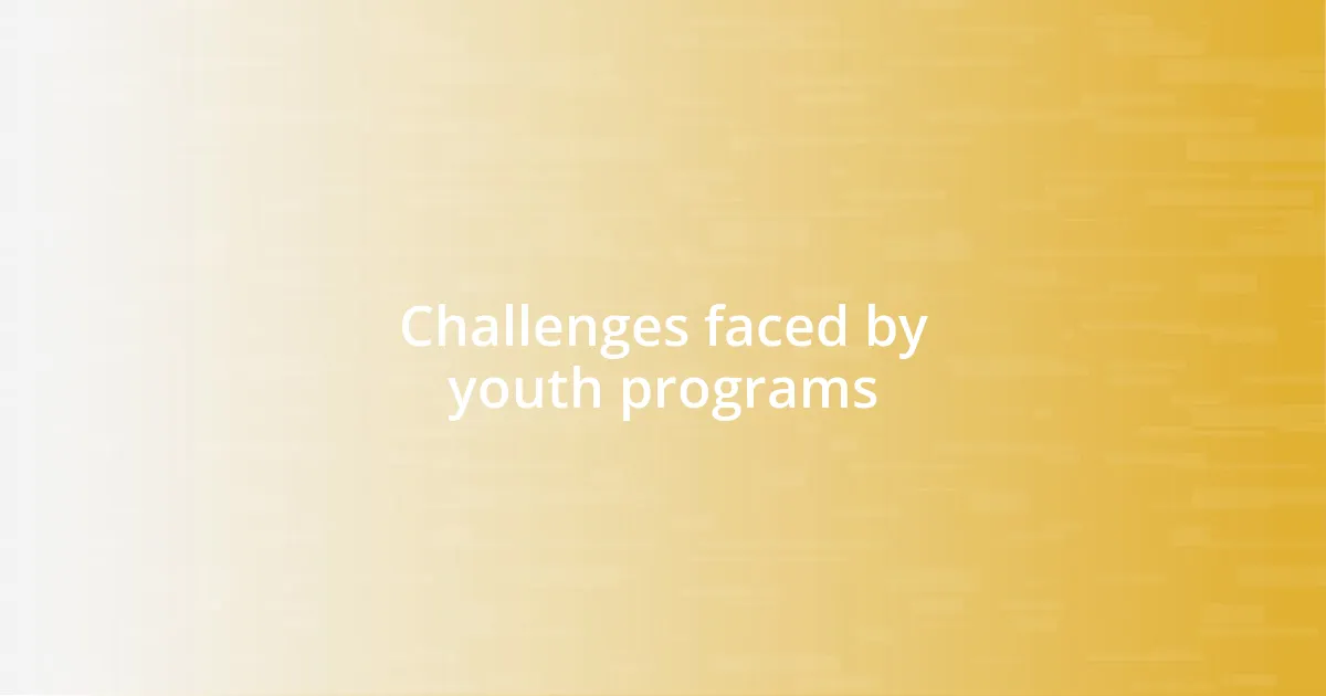 Challenges faced by youth programs