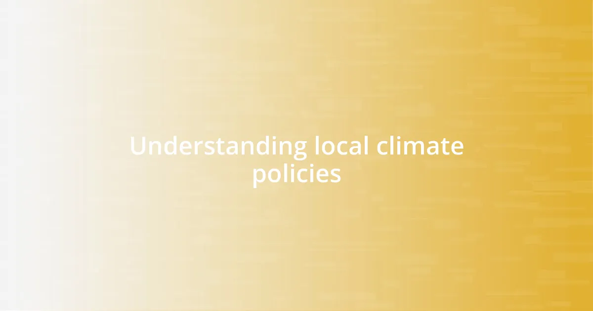 Understanding local climate policies