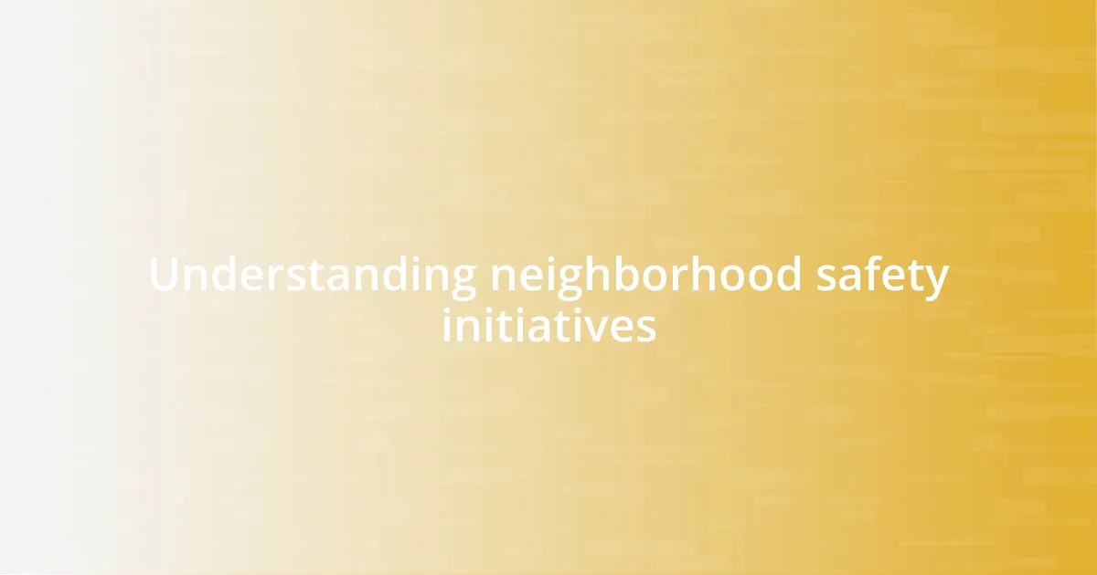 Understanding neighborhood safety initiatives