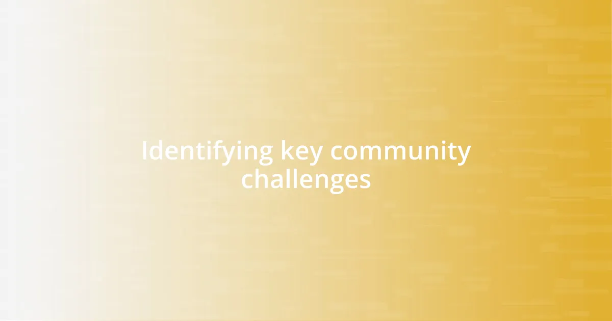 Identifying key community challenges