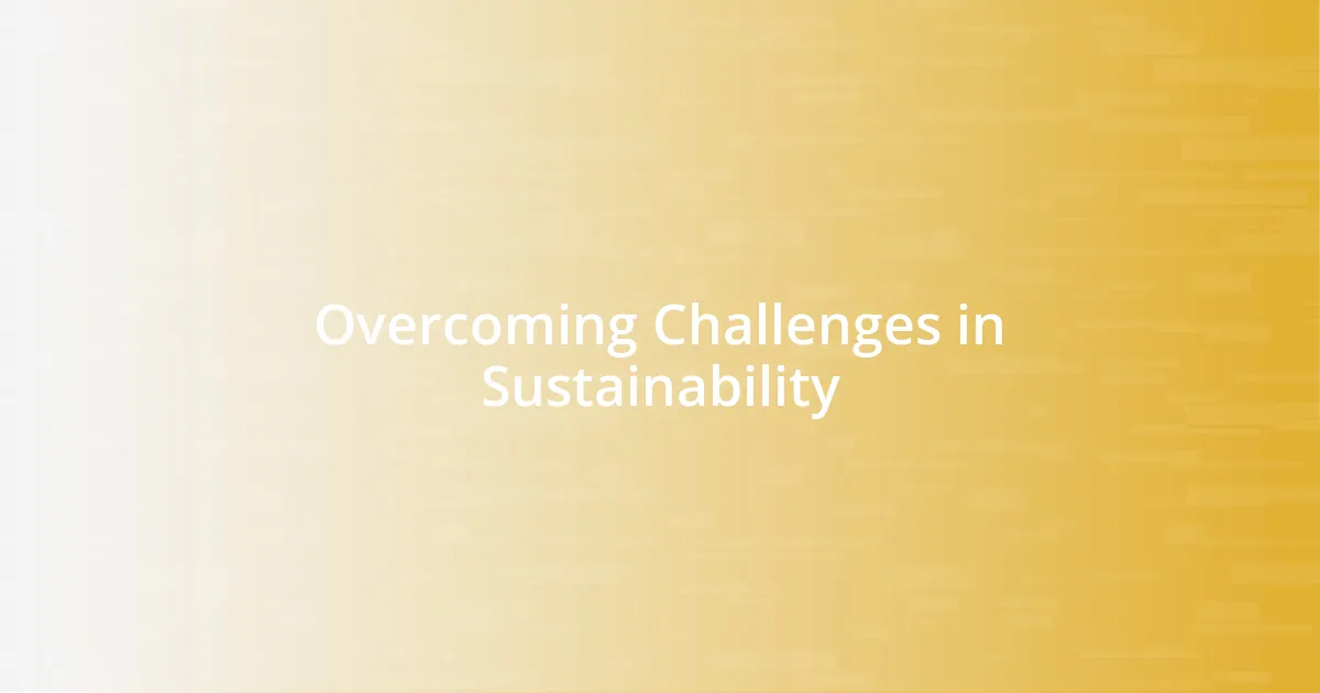 Overcoming Challenges in Sustainability
