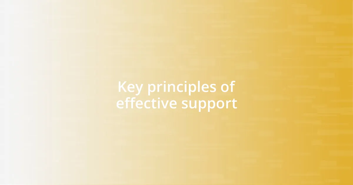 Key principles of effective support